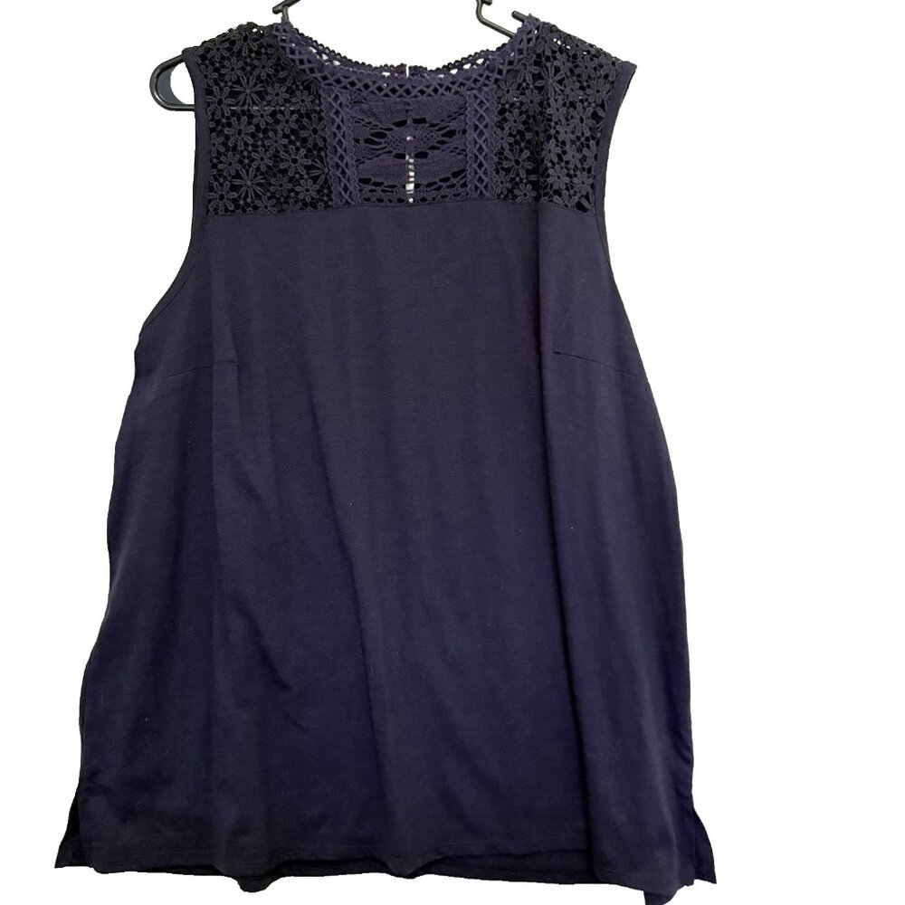 Lane Bryant Crochet Yoke Swing Tank Top 22/24 Cotton Whimsigoth Witchy Boho Goth